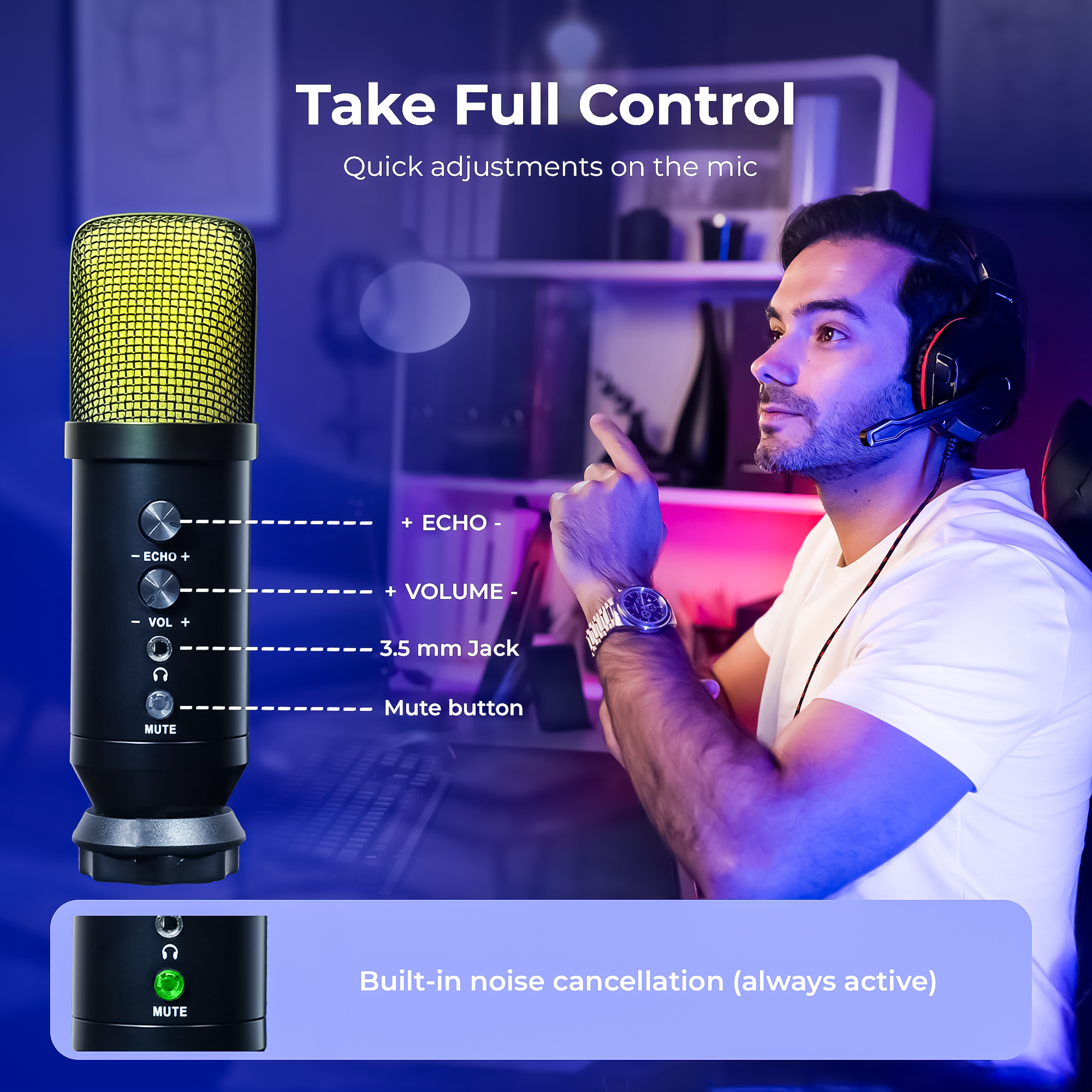 Digitek (DM 401) RGB USB Condenser Podcasts\ Gaming Microphone Kit