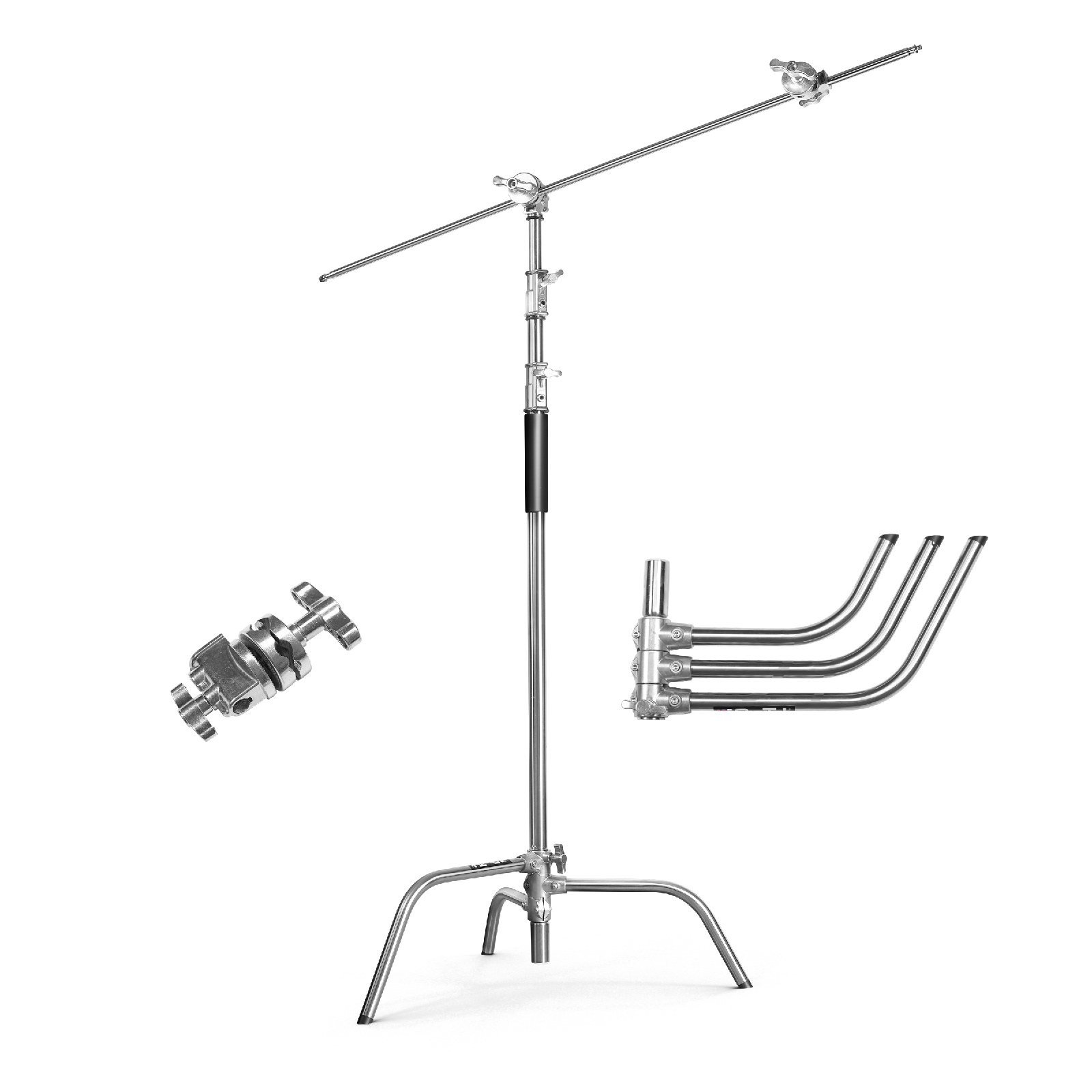 Digitek Heavy Duty Light Stand C-Stand - Max. 10 Feet/3 Meters Adjustable with 3.5 Feet Holding Arm and Grip Head for Studio Video Reflector, Monolight and Other Photographic Equipment (Black) - Digitek