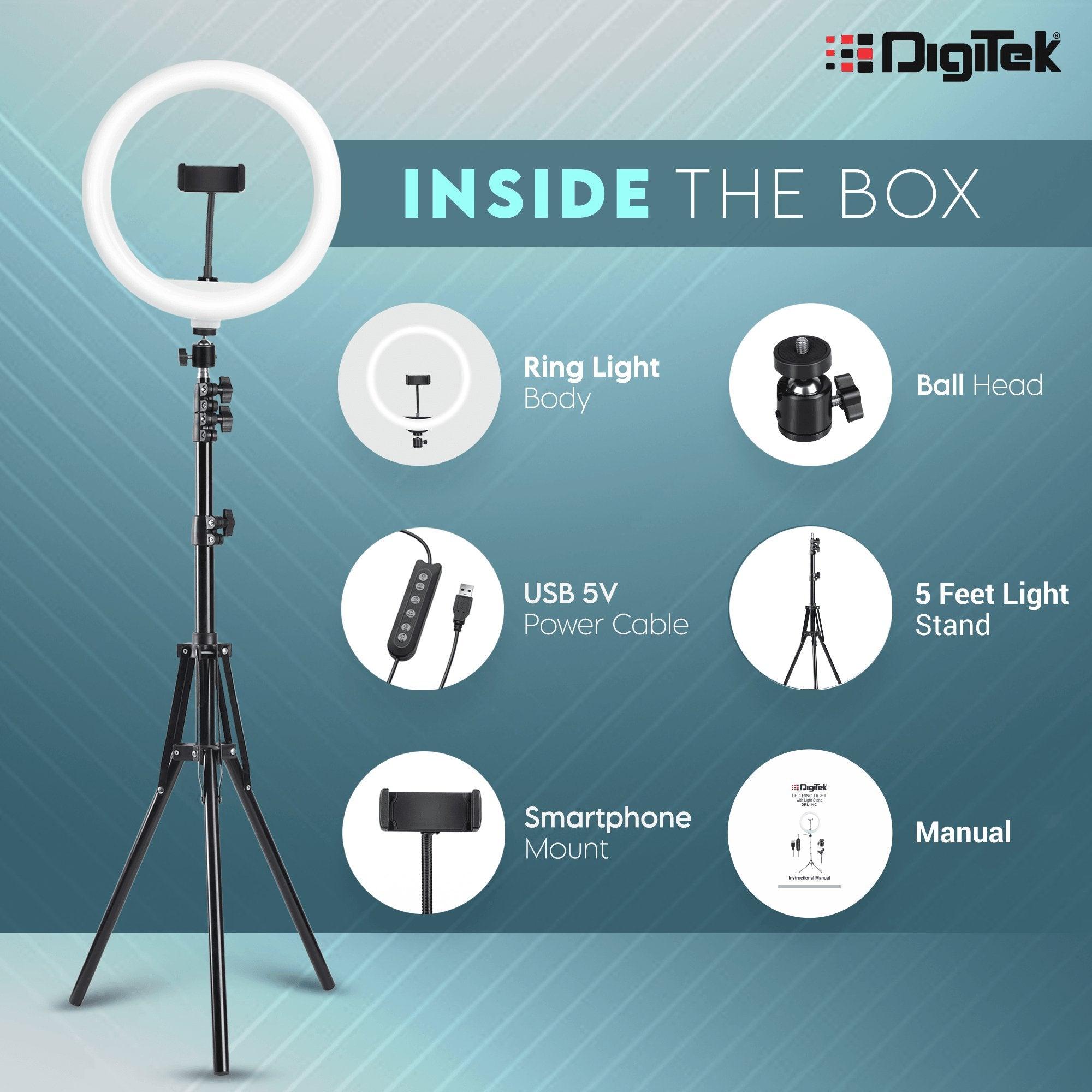 Digitek (DRL-14C) Professional (31cm) Dual Temperature LED Ring Light with Tripod Stand & Mini Tripod for YouTube, Photo-Shoot, Video Shoot, Live Stream, Makeup, Vlogging & More - Digitek