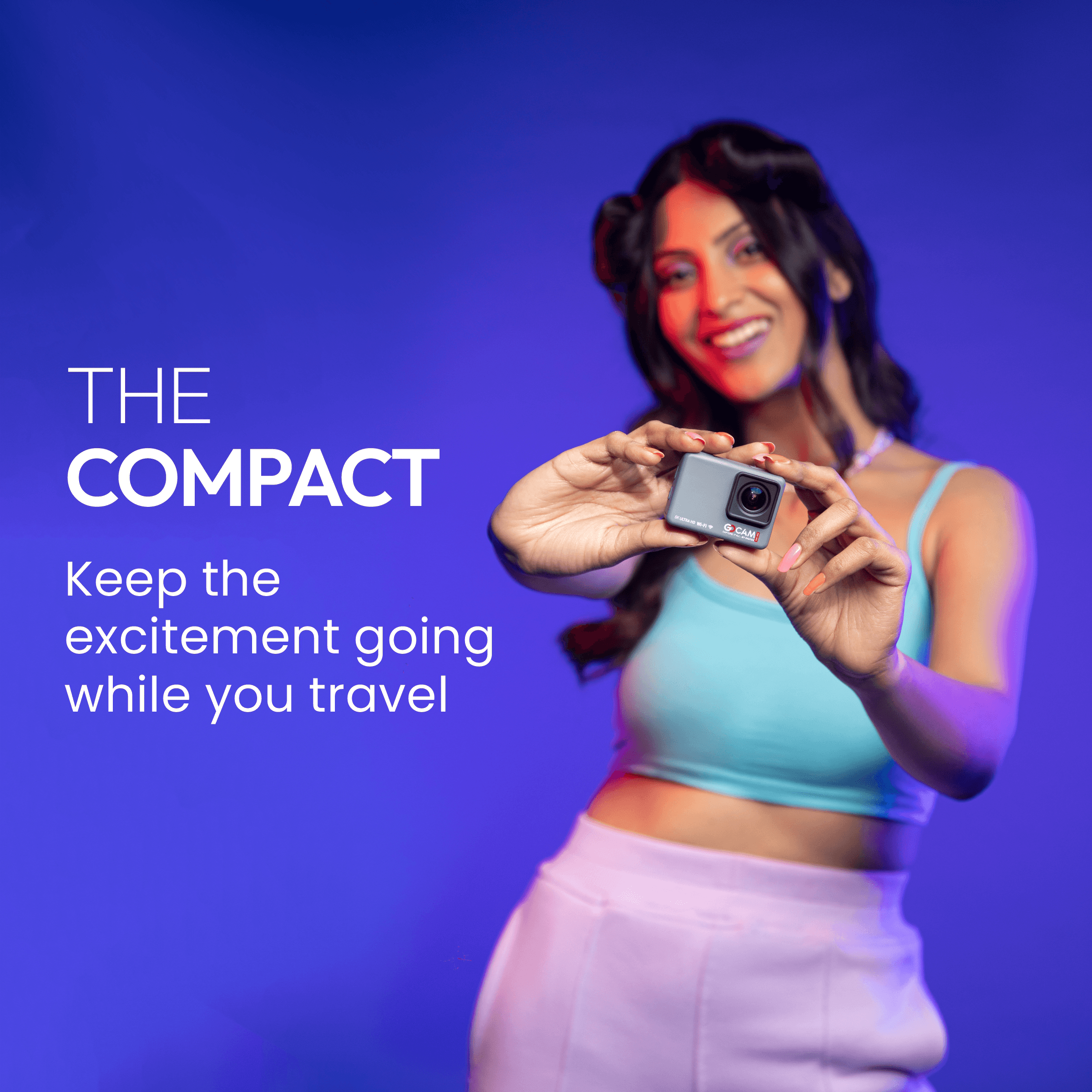 Digitek GoCAM (DAC-002) 5K 60fps 24MP WiFi Ultra HD Sports Action Camera with 2" HD Screen & External MIC Support 100 feet Waterproof (with Waterproof case) 2 x 1350mAh Battery - Digitek