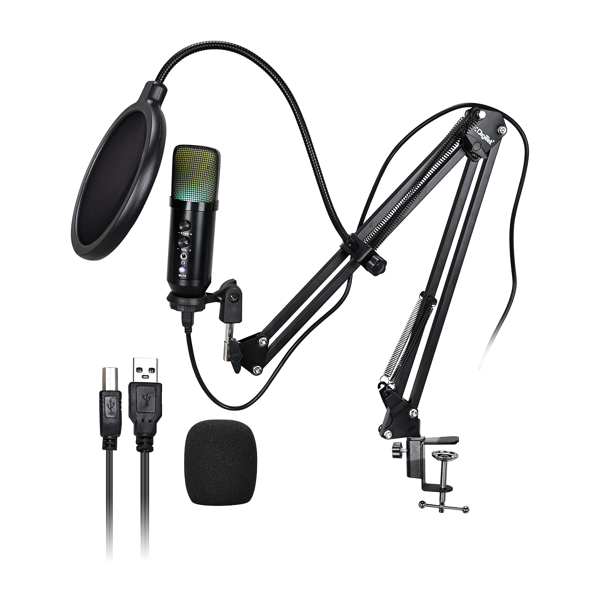 Digitek (DM 401) RGB USB Condenser Podcasts\ Gaming Microphone Kit