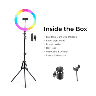Digitek (DRL-14C RGB) 31cm LED Ring Light with 5 feet Stand for Photo & Video Shoot & More - Digitek