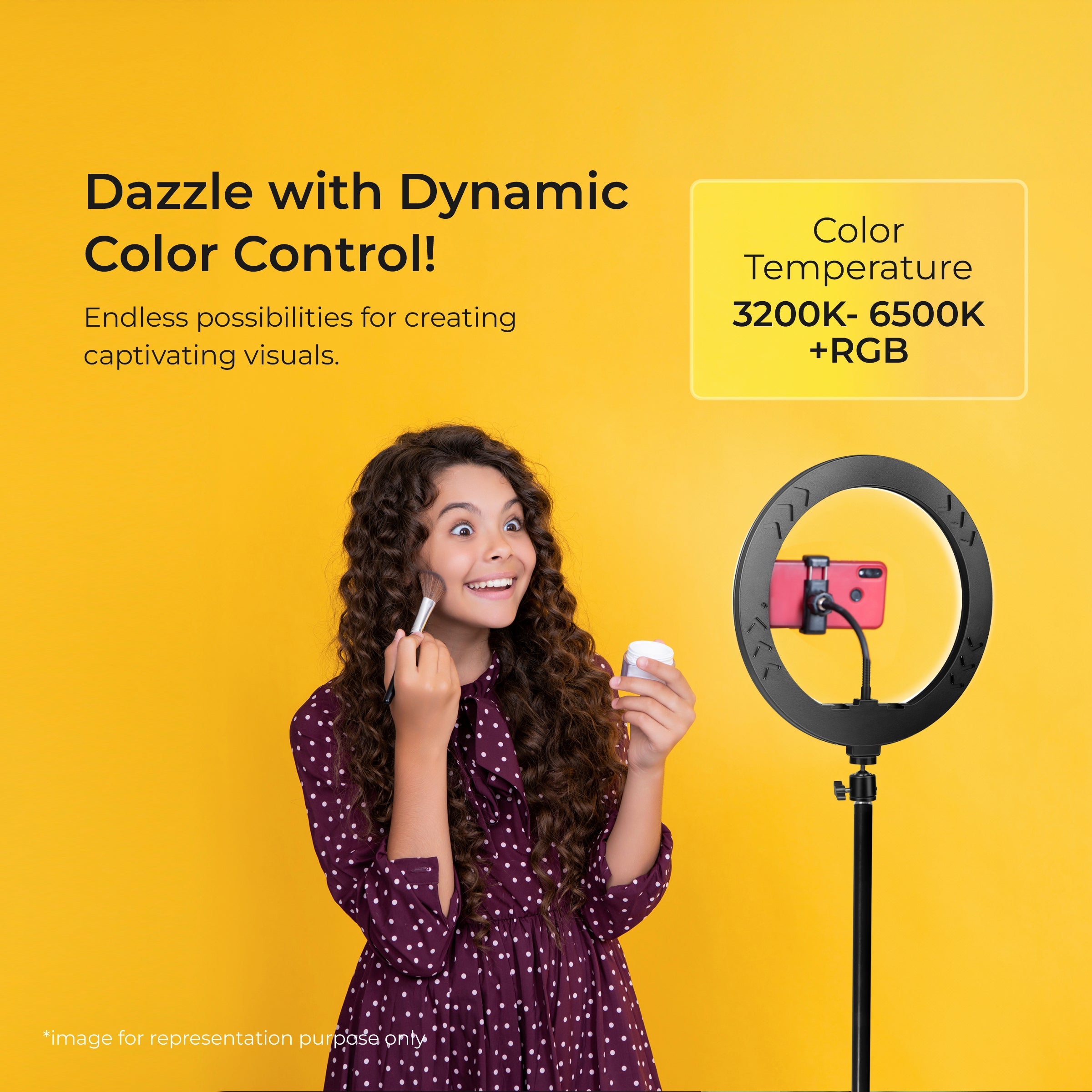 Digitek (DRL-14C RGB) 31cm LED Ring Light with 5 feet Stand for Photo & Video Shoot & More - Digitek