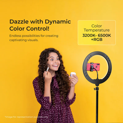 Digitek (DRL-14C RGB) 31cm LED Ring Light with 5 feet Stand for Photo & Video Shoot & More - Digitek